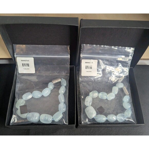 JTV Aquamarine bracelet - Large Gemstones, Magnetic Clasp, 8 inch - Picture 6 of 7